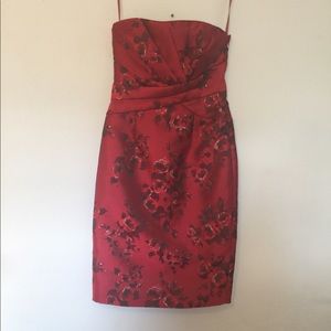 White House Black Market Red Floral Pencil Dress
